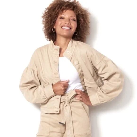 NWT Sanctuary Cassidy Stretch Twill Button Front Jacket Tan Women's Size Large - Picture 1 of 7